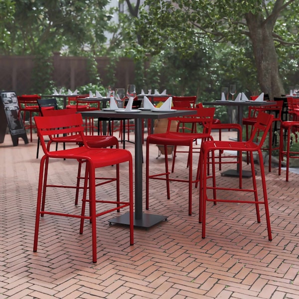 Flash Furniture Red All-Weather Steel Bar Stool, 4PK 4-XU-CH-10318-B-RED-GG - main